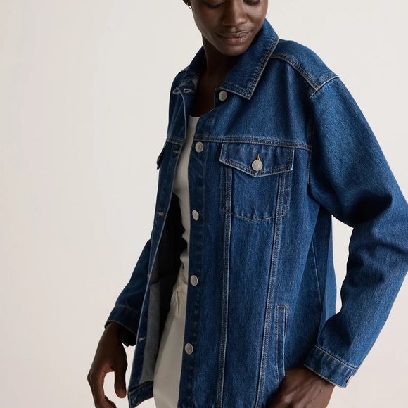 Quince 100% Organic Cotton Oversized Denim Jacket In Dark Indigo - Picture 6 of 11